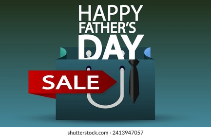 Fathers day shopping bag, vector art illustration.