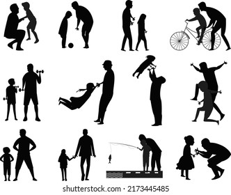 Father's day silhouettes Vector Collections
