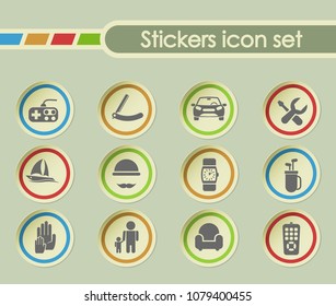 fathers day simple vector icons on round stickers