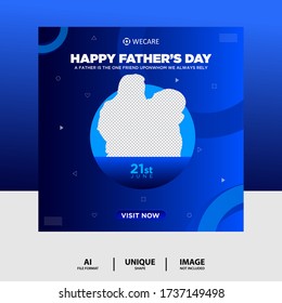 father's day social media post blue color banner