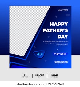 father's day social media post banner Blue color