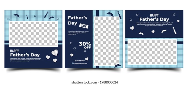 Father's day social media post template design. Modern banner with place for the photo. Usable for social media, cards, banners, and websites.