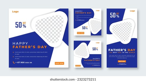 Father's Day Social Media Post for Online Marketing Promotion Banner, Story and Web Internet Ads Flyer