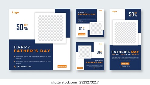 Father's Day Social Media Post for Online Marketing Promotion Banner, Story and Web Internet Ads Flyer