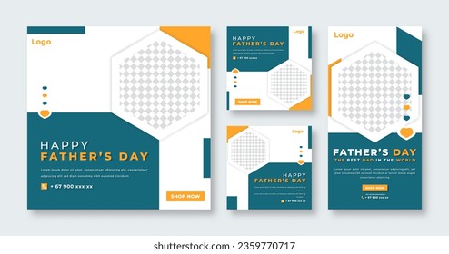 Father's Day Social Media Post for Online Marketing Promotion Banner, Story and Web Internet Ads Flyer