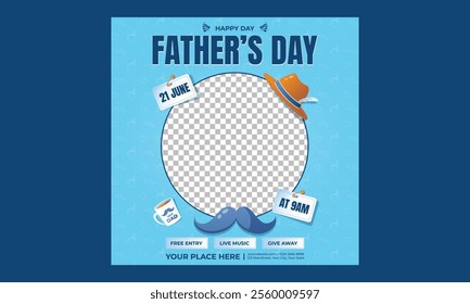 Fathers Day Socials Media. Father's Day posters for greeting banners, ads, posters, flyers, social media, promotions, and sales