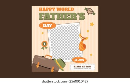 Fathers Day Socials Media. Father's Day posters for greeting banners, ads, posters, flyers, social media, promotions, and sales