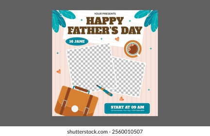 Fathers Day Socials Media. Father's Day posters for greeting banners, ads, posters, flyers, social media, promotions, and sales