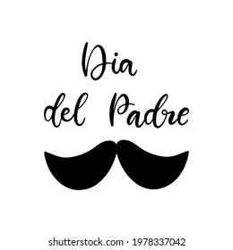 Father's Day in Spanish language poster. Promotion or shopping banner template with lettering for Happy Father's Day. Vector illustration in flat style for greeting card.