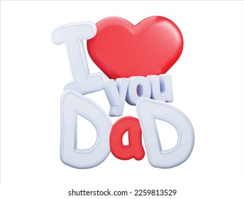 Fathers day special 3d hart and text vector icon illustration