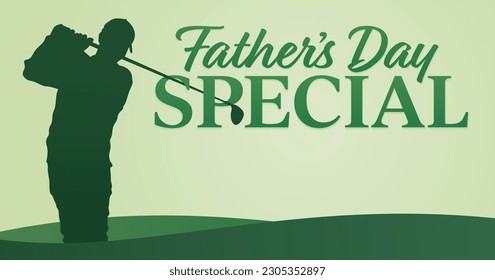 Father's Day Special for Golf Course with room to add text, Vector Illustration, EPS, Advertise Father's Day Rates at Golf Course, Golf Silhouette