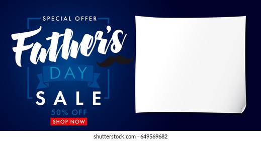 Father`s Day special offer SALE banner. Special offer Fathers Day sale promotion vector design