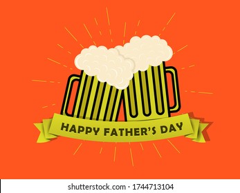 Fathers Day Special Vector greeting card with Beer Mug and for Card, banner, poster, advertisement, promotion, voucher, brochure, discount, sale, template.
