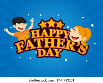 Fathers Day Special Vector greeting card with Calligraphy and children's  
face for Card, banner, poster, advertisement, promotion, voucher, brochure, discount, sale, template.