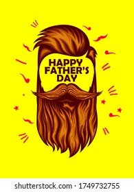 Fathers Day Special Vector greeting card with Mustache, Beard and Hair style for Card, banner, poster, advertisement, promotion, voucher, brochure, discount, sale, template.