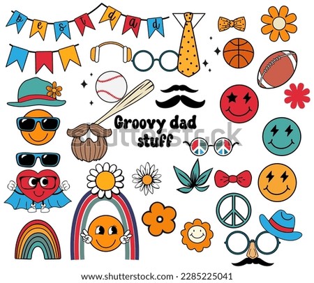 Fathers day stuff set. Best dad ever. Vector illustrtration.