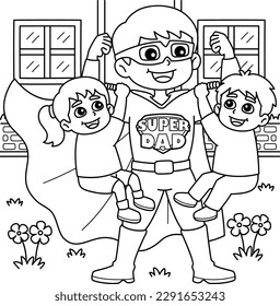 Fathers Day Super Dad Coloring Page for Kids