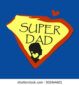 Fathers day super hero Daddy design isolated on blue background 