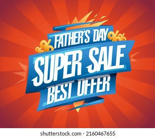 Father's day super sale, best offer, web banner vector template