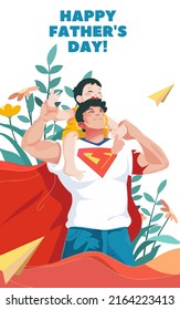 Father's Day Superhero Illustration Poster