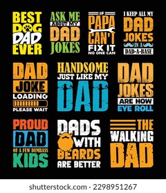 Father's Day T shirt Design Bundle, vector Father's Day T shirt  design, Dad shirt, Father typography T shirt design Collection