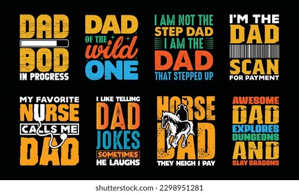 Father's Day T shirt Design Bundle, vector Father's Day T shirt  design, Dad shirt, Father typography T shirt design Collection