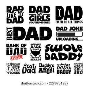 Father's Day T shirt Design Bundle, vector Father's Day T shirt  design, Dad shirt, Father typography T shirt design Collection