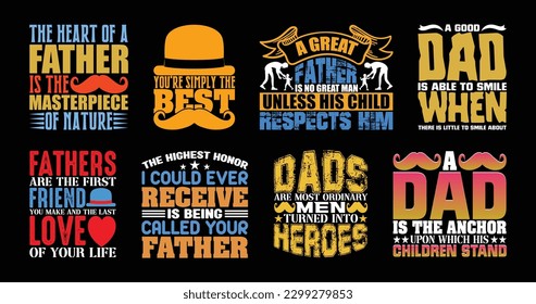 Father's Day T shirt Design Bundle, Quotes about Father's Day, Dad T shirt, Father typography T shirt design Collection