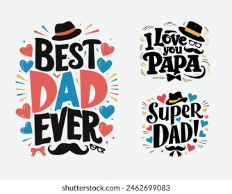 Paquete de diseño de camiseta del Día del Padre, Vector Diseño de camiseta del Día del Padre, camiseta de papá, Vector de Colección de diseño de camiseta de tipografía del padre