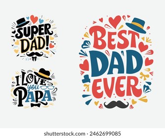 Father's Day T shirt Design Bundle, vector Father's Day T shirt design, Dad shirt, Father typography T shirt design Collection Vector