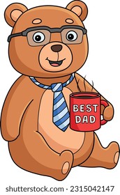  Fathers Day Teddy Bear Best Dad Cartoon Clipart