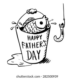 Father's Day text illustration with hand-drawn. Vector 