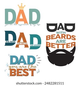 Father's Day Fathers Day Text Quotes Design Set Design Bundle Crafting T shirt