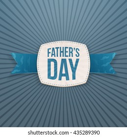 Fathers Day textile Emblem with greeting Ribbon