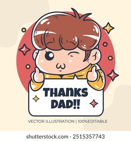 Fathers day theme with kids character vector illustration