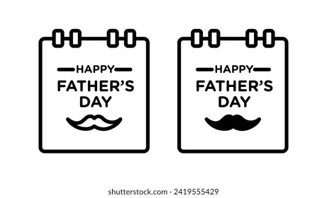 Father's Day Timetable Line Icon. Paternal Month Icon in Black and White Color.