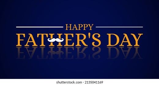 Father's day title text. Gold font, happy text and shadow reflection. Father's day concept