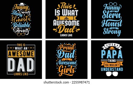 Paquete de diseño de camisetas del Día del Padre. Vector de diseño de camisetas de día. Vector de diseño de camisetas. Gráficos vectores de día del padre
