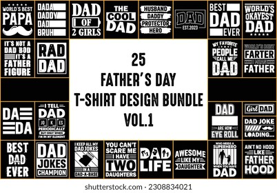 Father's day t-shirt design bundle, gift, print ready design, dad shirt, quotes, Vector graphic, typographic poster or tshirt, Fully editable and printable vector template.