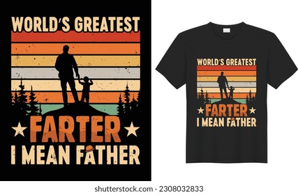 Father's day t-shirt design. Funny dad lover retro vintage typography quote t shirt design with father son Silhouette vector in sunset graphic template. Ready for Print, poster, gift,textile, mug,tee.