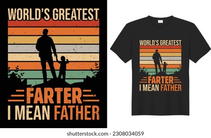 Father's day t-shirt design. Funny dad lover retro vintage typography quote t shirt design with father son Silhouette vector in sunset graphic template. Ready for Print, poster, gift,textile, mug,tee.