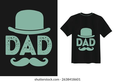 Father's day t-shirt design with hat and mustache illustration
