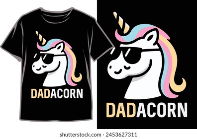 Father's Day T-shirt Design. Unicorn Dad t-shirt. Coffee design vector. 