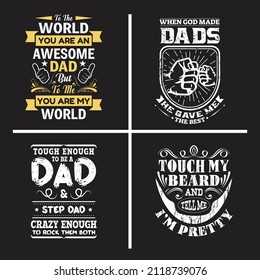 Father's day typographic slogan design vector bundle, Dad quotes design emblem badge vector bundle