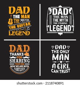 Father's day typographic slogan design vector bundle.
