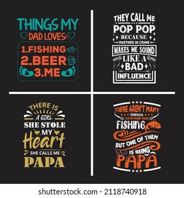 Father's day typographic slogan design vector bundle.
