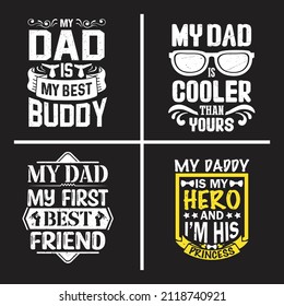 Father's day typographic slogan design vector bundle.