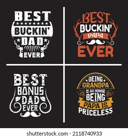 Father's day typographic slogan design vector bundle.