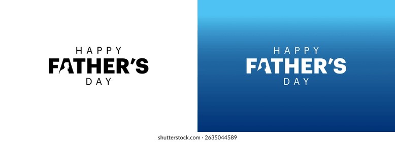 Father's Day typography design features one in a white background and the other in a blue gradient background, showcasing two distinct typographies.