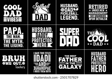Father's Day Typography T Shirt Design Bundle